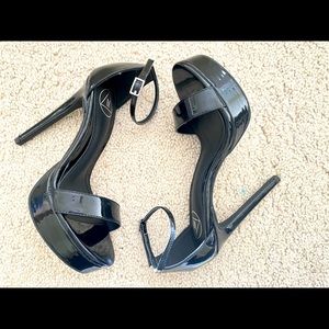 Missguided Black Strappy Platform Heels, Size 5